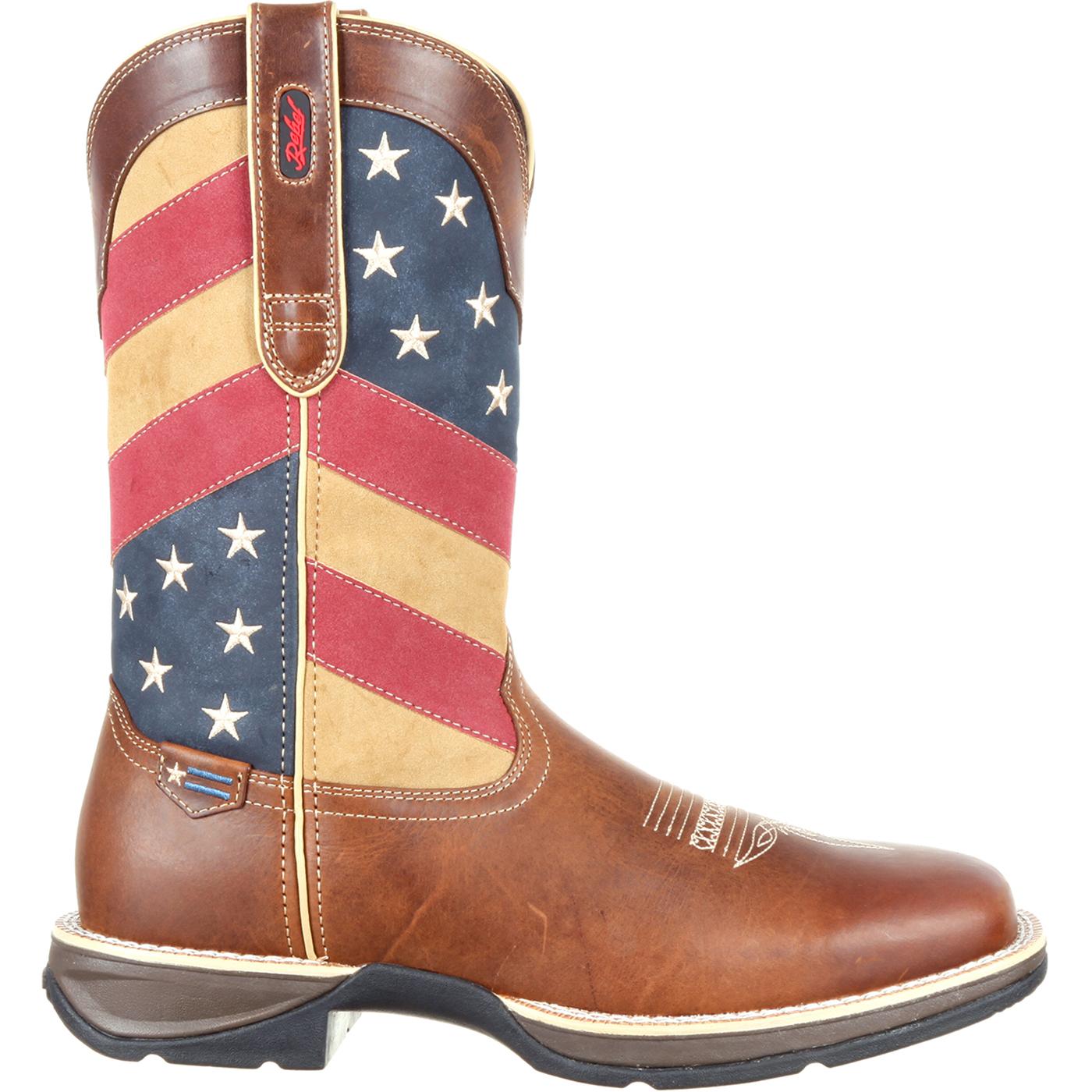 men's rebel distressed flag embroidery western boots