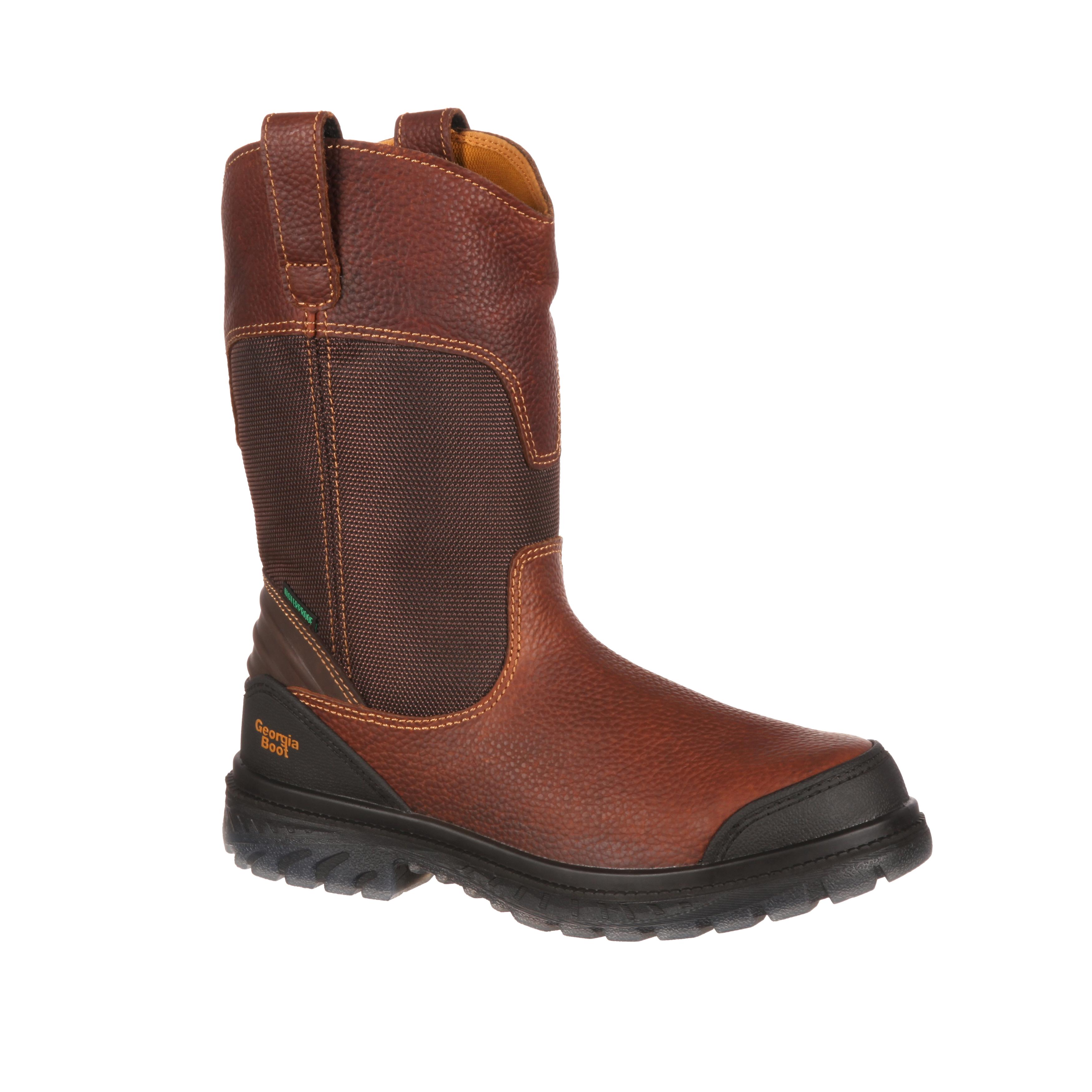 cheap steel toe pull on work boots