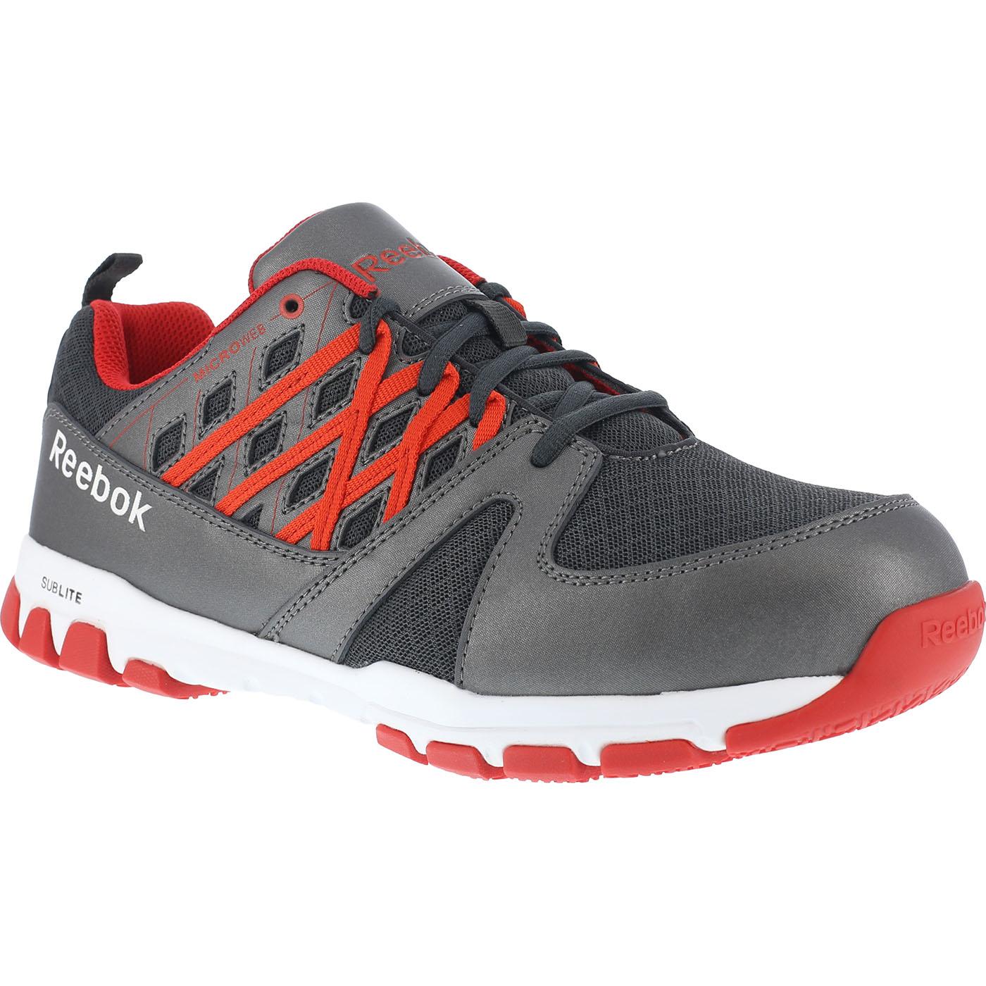 Reebok Sublite Steel Toe Gray Black Work Athletic Shoe