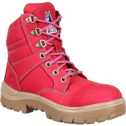 pink steel cap boots