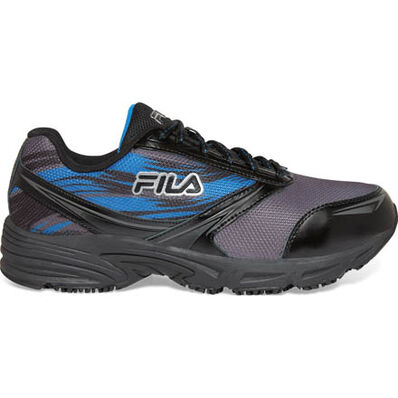 FILA Memory Meiera 2 Men's 3 inch Black, Gray and Blue Composite Toe Work  Athletic Shoe with Slip Resistance, 1LM00118B