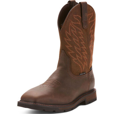 Ariat Groundbreaker Men's 10-inch Steel Toe Electrical Hazard Waterproof Western Work Boot, , large