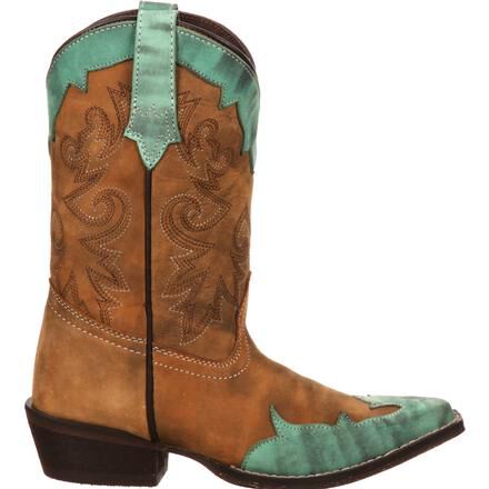 LIL DURANGO Big Kid Western Overlay Boots. Are they brown boots with green aqua or turquoise It s ocean color. DWBT035