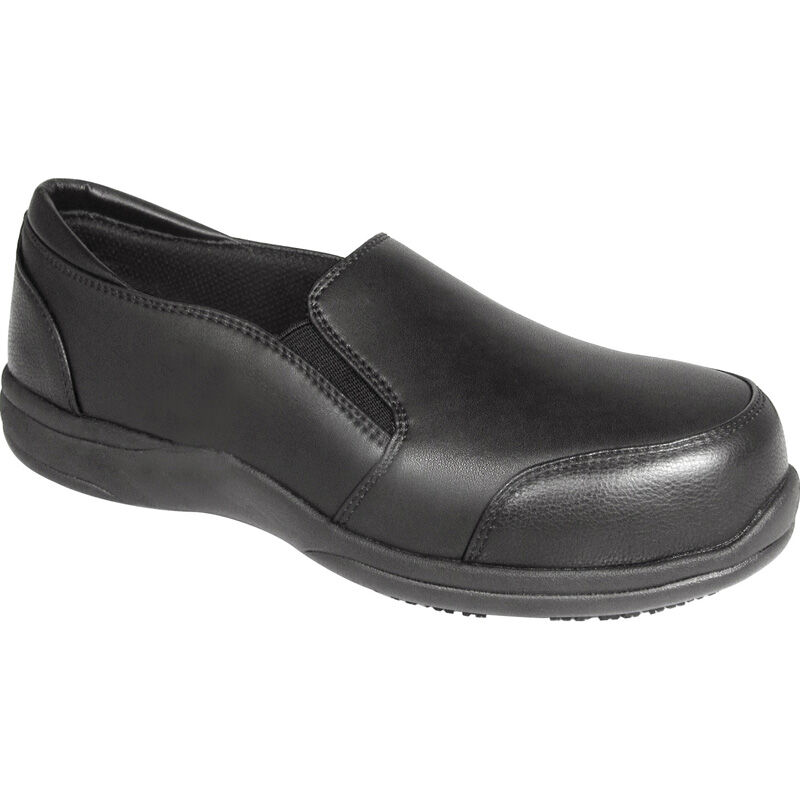 Mens Comfort Grip Slip On Shoes Microfiber Safety Toecap Lightweight Shoe Black 