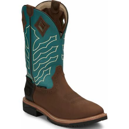 Justin square toe steel toe work boots top