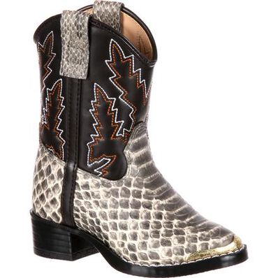 Durango® Big Kid Tan Snake Print Cowboy Boot, , large