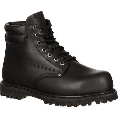 6 Black Steel Toe Work Boots, Lehigh Safety Shoes #5236