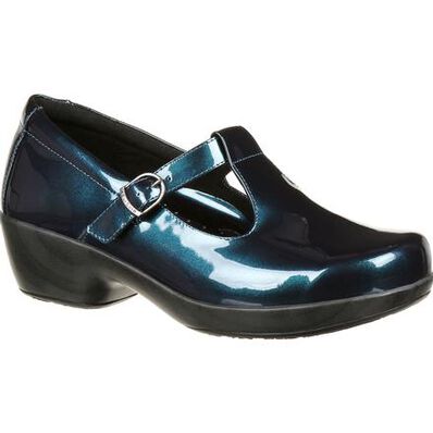 4Eursole Comfort 4Ever Women's Metallic Blue T-Strap Shoe, , large