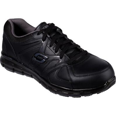 SKECHERS Work Synergy-Ekron Men's Alloy Toe Electrical Hazard Leather Athletic Work Shoe, 77068BKGY