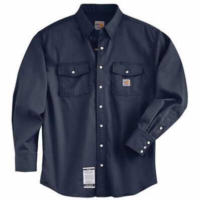 Carhartt Snap-Front Flame-Resistant Shirt, DARK NAVY, large