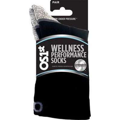 OS1st WP4 Unisex Wellness Performance Black Crew Socks, , large