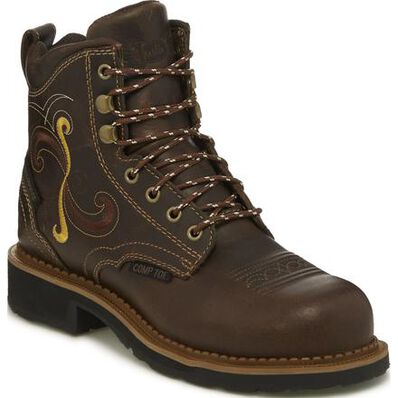 Justin Work Gypsy Women's 6 inch Composite Toe Electrical Hazard Waterproof Western Lacer Work Boot, , large