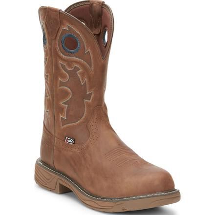 Justin men's rustic barnwood waterproof online hybred composition toe work boots