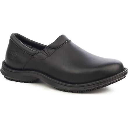 Timberland PRO Men s Slip Resistant Black Leather Slip On Shoes 47598