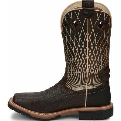 Justin Work Hybred® Derrickman Croc Print Men's Composite Toe Electrical Hazard Pull-on Western Work Boots, , large