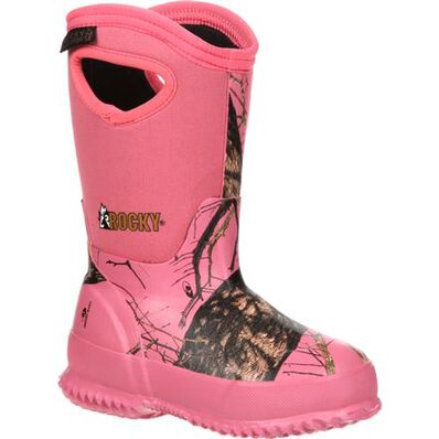 Rocky Core Little Kids' Pink Camo Waterproof 400G Insulated Rubber Boot, , large