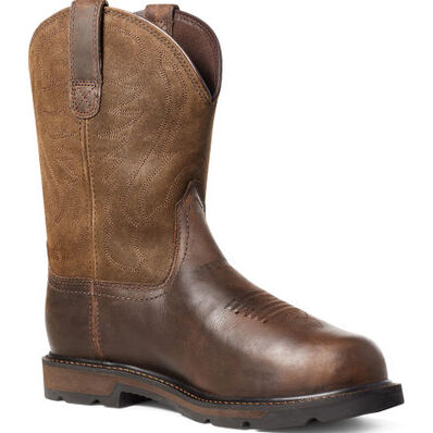 Ariat Groundbreaker Men's 10-inch Internal Metatarsal Steel Toe Pull-On Western Work Boot, , large