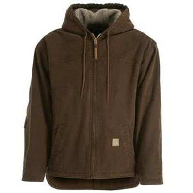 Berne Bark Sherpa-Lined Sanded Hooded Work Jacket, , large