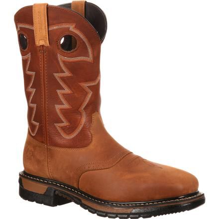 Rocky steel toe cowboy boots top