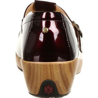 4Eursole Comfort 4Ever Women's Burgundy Patent Leather T-Strap Shoe, , large