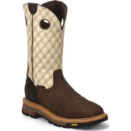 justin men's pull on work boots