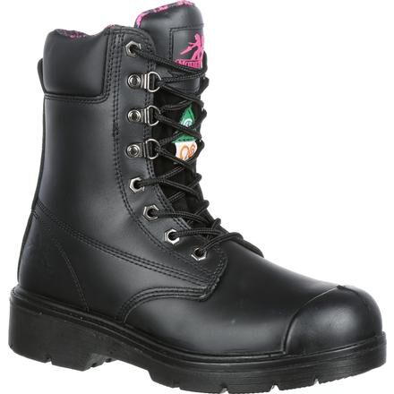 Womens black waterproof work boots discount