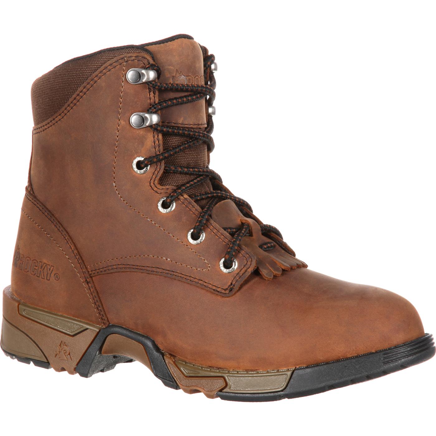 Women's Brown Lace-up Work Boot, Rocky Aztec style RKK0137