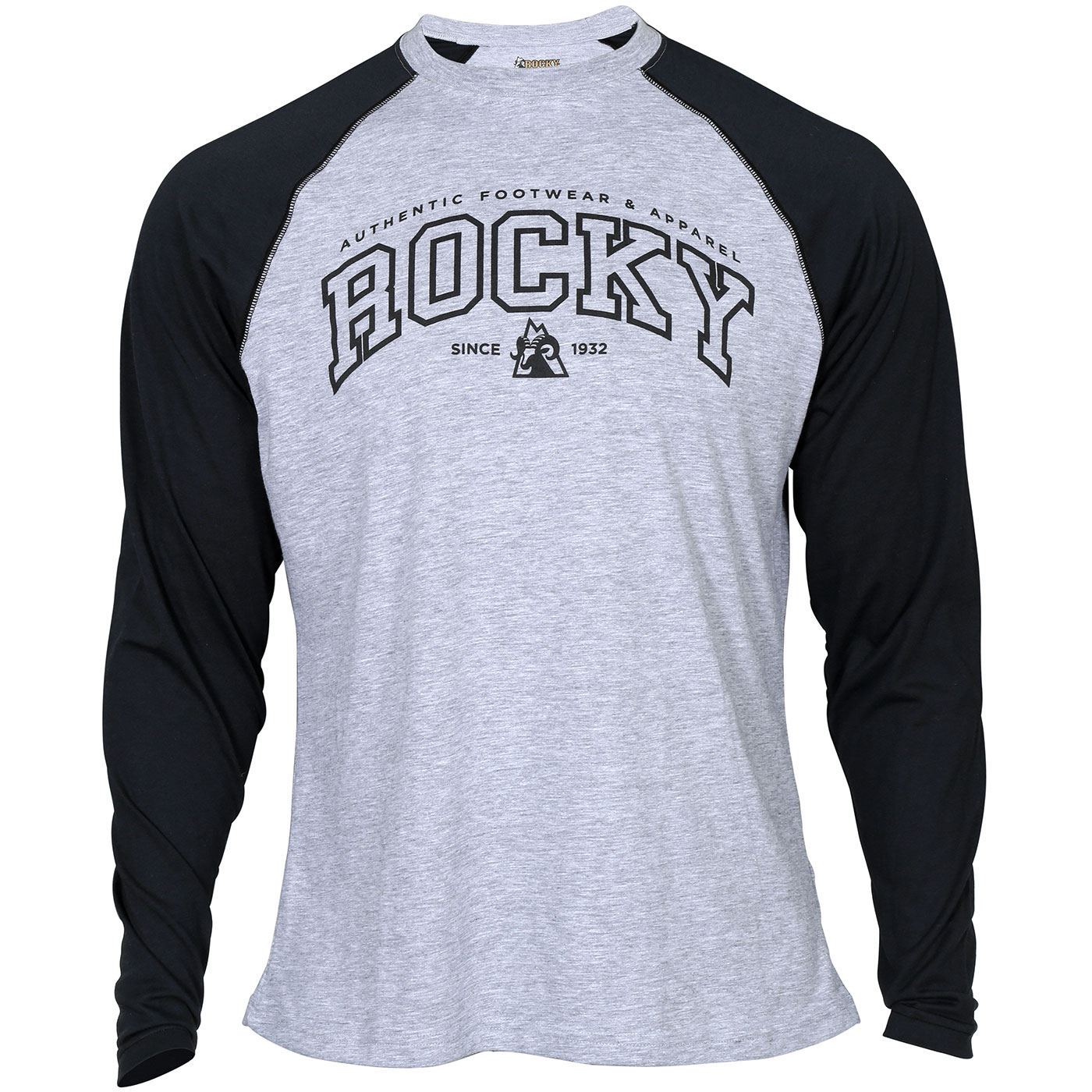 Download Men's Logo Long-Sleeve Gray and Black Raglan T-Shirt, Rocky