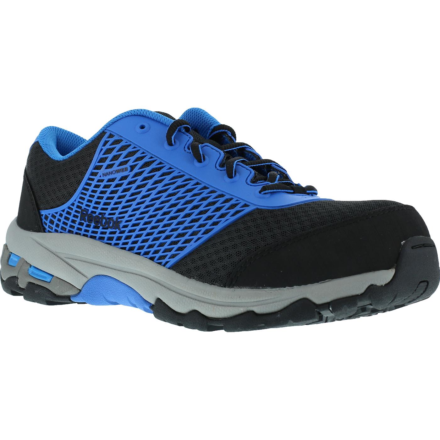 Black Blue Composite Toe Work Athletic Shoe Reebok Heckler