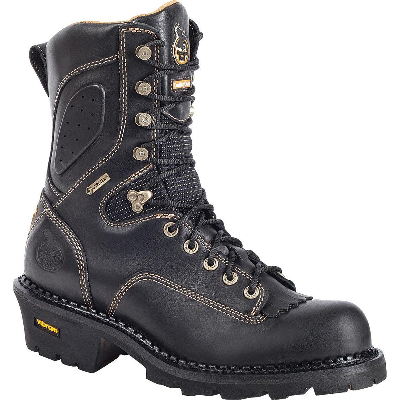 men's georgia comfort core composite toe waterproof logger work boots